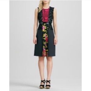 Tracy Reese Mixed Media Zebra Leather Sheath Dress